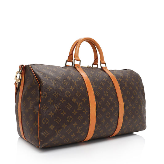 Louis Vuitton Vintage Monogram Canvas Keepall Bandouliere 50 Duffle Bag (SHF-vjjT94)