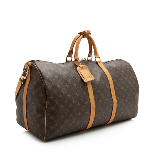 Louis Vuitton Vintage Monogram Canvas Keepall Bandouliere 55 Duffle Bag (SHF-22615)