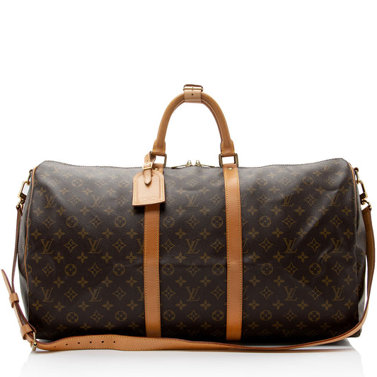 Louis Vuitton Vintage Monogram Canvas Keepall Bandouliere 55 Duffle Bag (SHF-KRqlod)