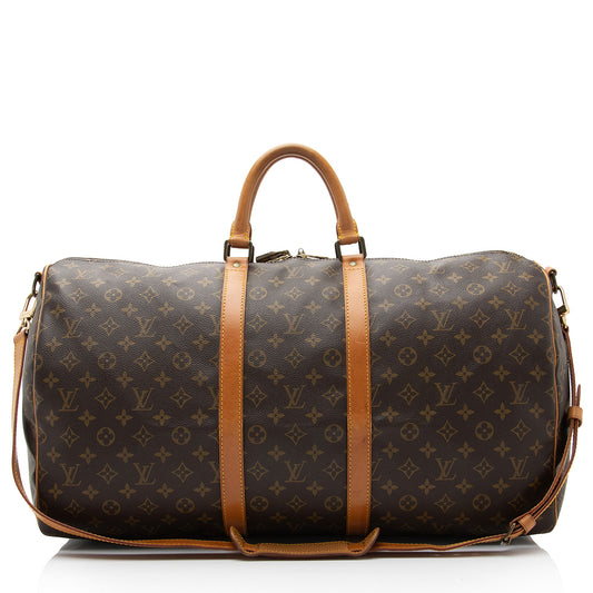 Louis Vuitton Vintage Monogram Canvas Keepall Bandouliere 55 Duffle Bag (SHF-tXtvqY)