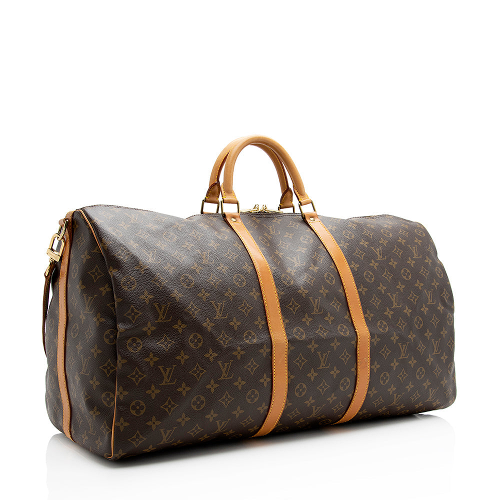 Louis Vuitton Vintage Monogram Canvas Keepall Bandouliere 60 Duffle Bag (SHF-21211)