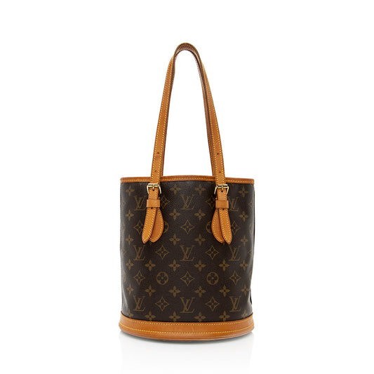 Louis Vuitton Vintage Monogram Canvas Petit Bucket Tote (SHF-18926)
