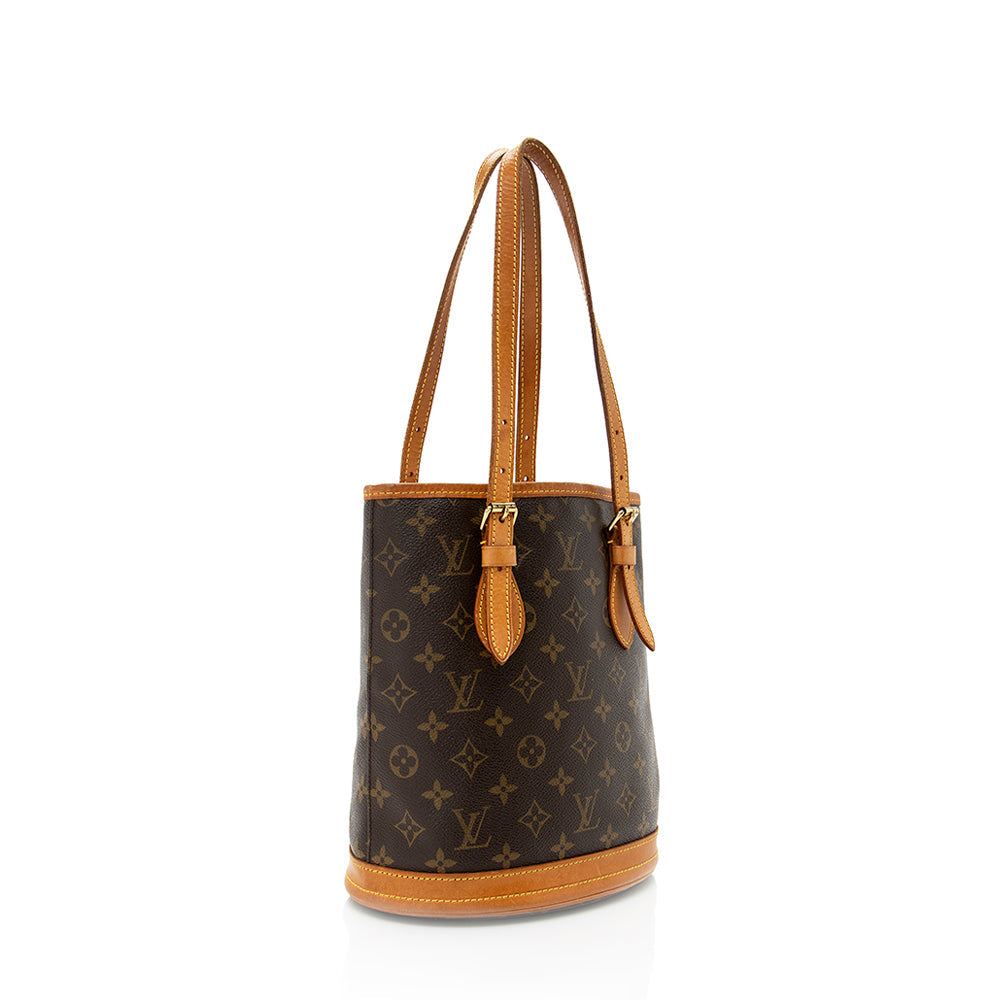 Louis Vuitton Vintage Monogram Canvas Petit Bucket Tote (SHF-18926)