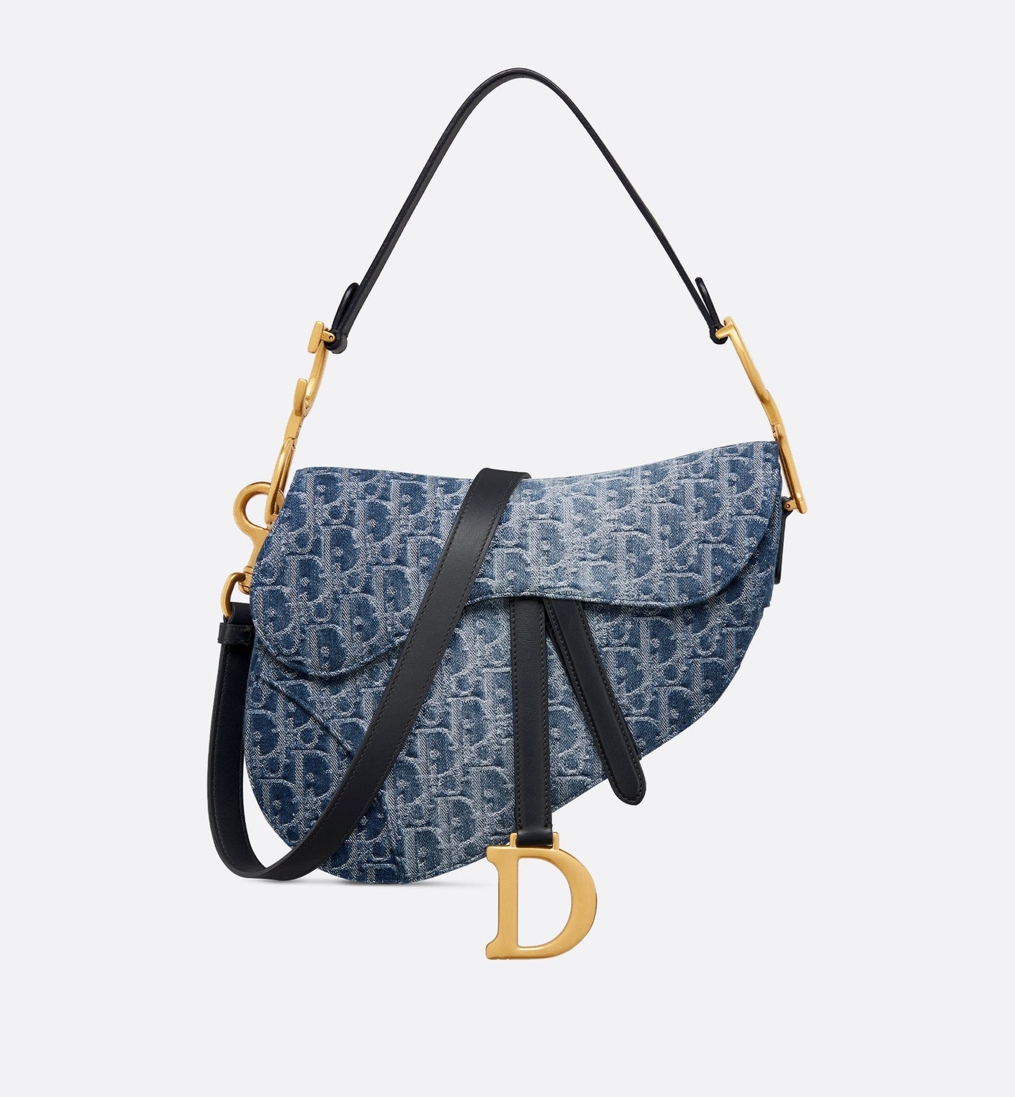 Saddle Bag With Strap Blue Denim Luxury Dior Oblique Jacquard
