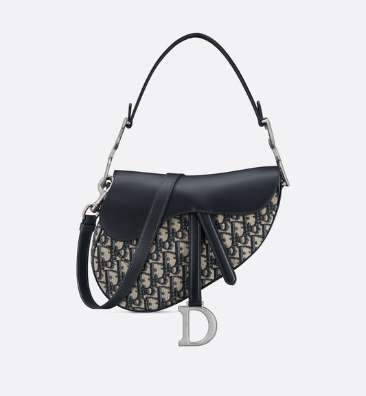 Saddle Bag With Strap Blue Luxury Dior Oblique Jacquard And Smooth Calfskin