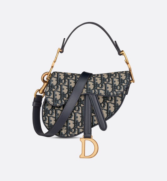 Mini Saddle Bag With Strap Blue Luxury Dior Oblique Jacquard