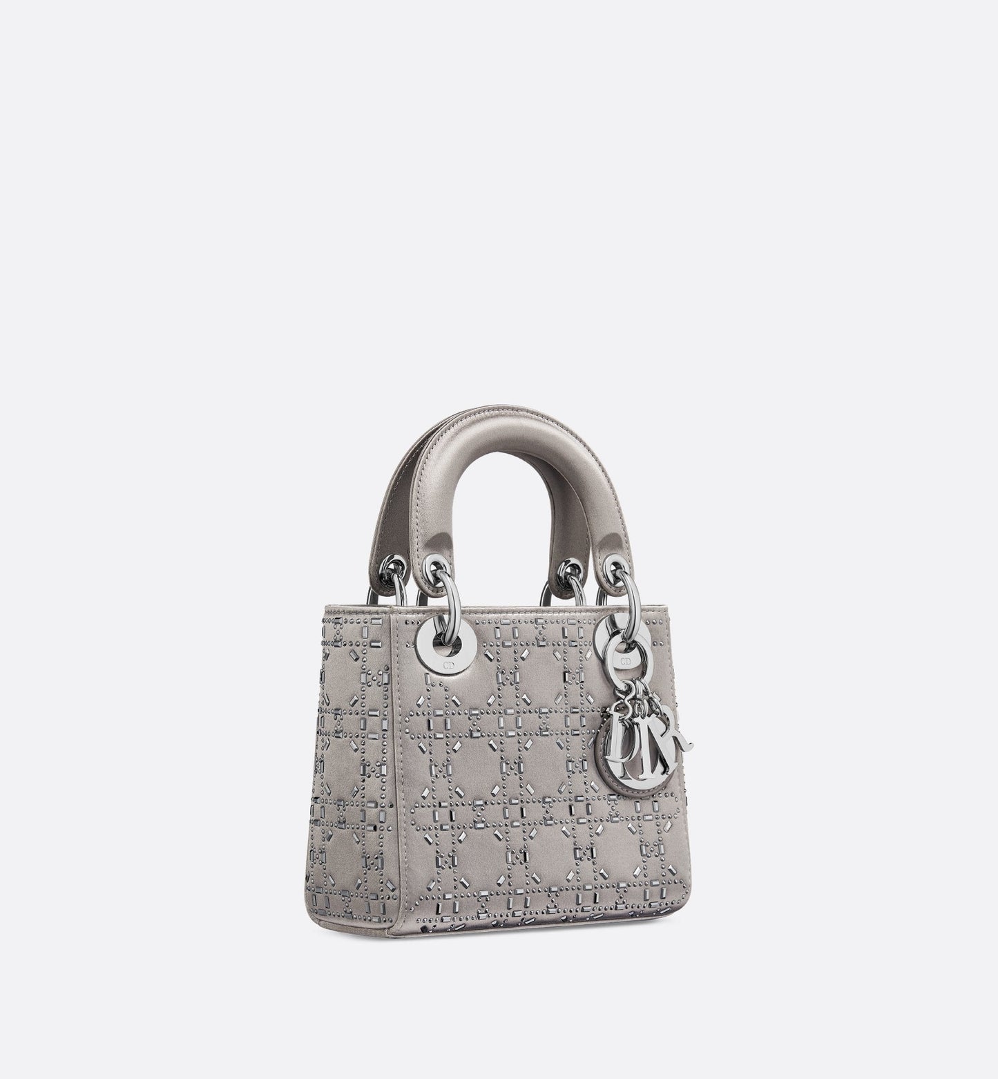 Mini Lady Luxury Dior Bag Gray Strass Cannage Satin