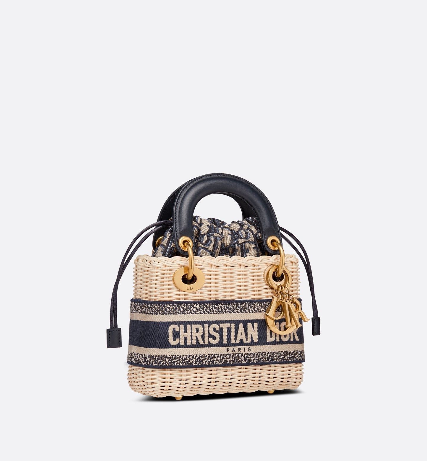 Mini Lady Luxury Dior Bag Natural Wicker And Blue Luxury Dior Oblique Jacquard