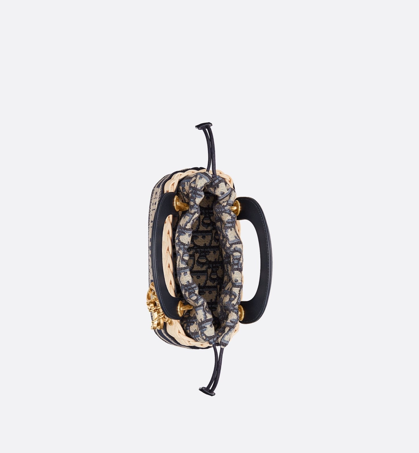 Mini Lady Luxury Dior Bag Natural Wicker And Blue Luxury Dior Oblique Jacquard