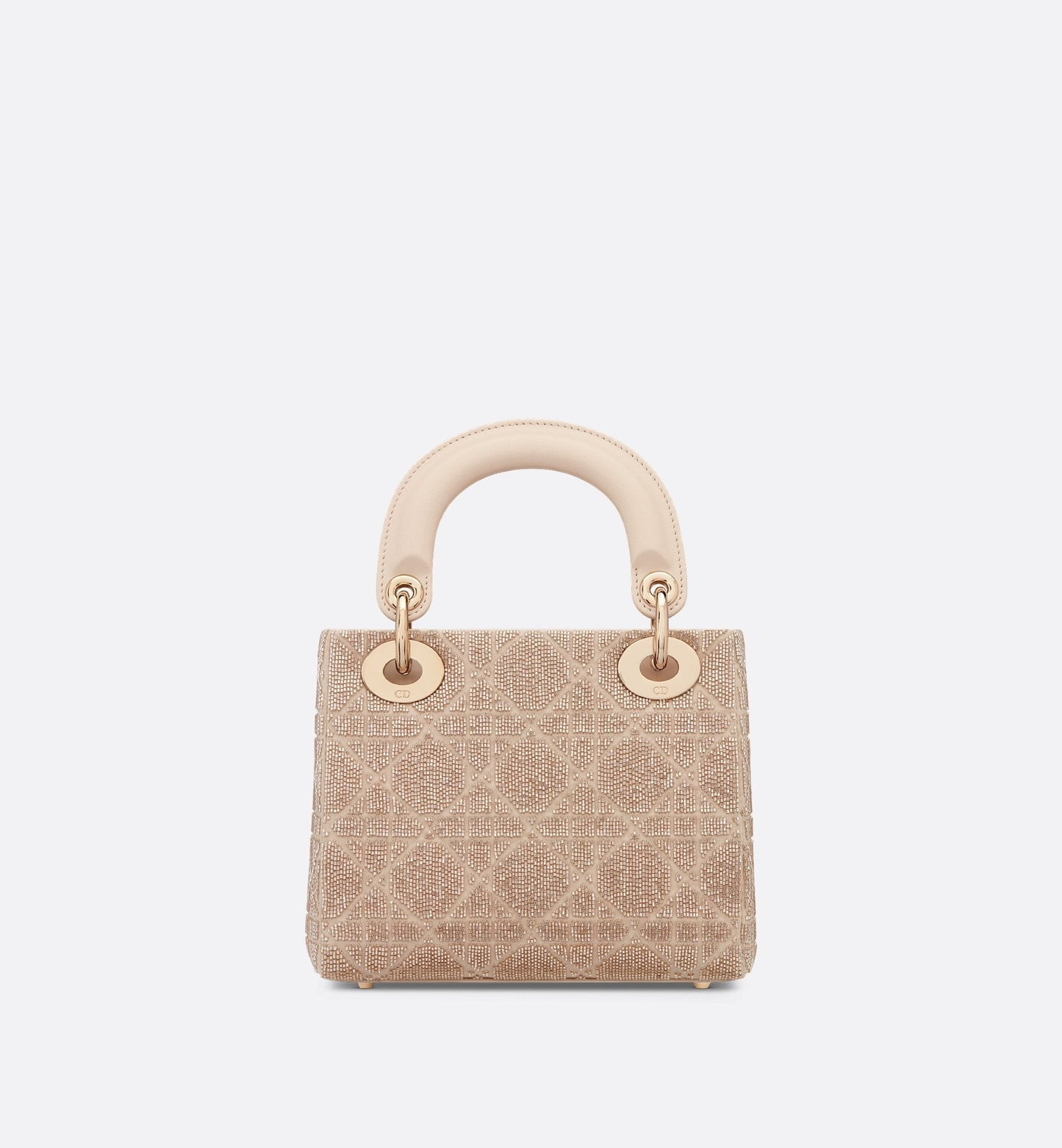 Mini Lady Luxury Dior Bag Caramel Beige Cannage Embroidered Cotton With Micropearls