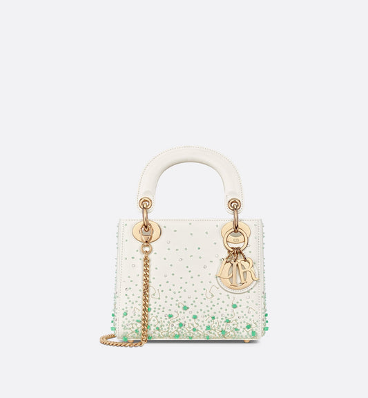 Mini Lady Luxury Dior Bag Calfskin With Green Embroidered Gradient