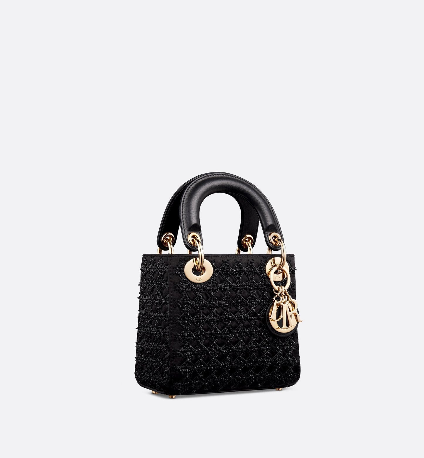 Mini Lady Luxury Dior Bag Black Satin Embroidered With Beaded Cannage Motif
