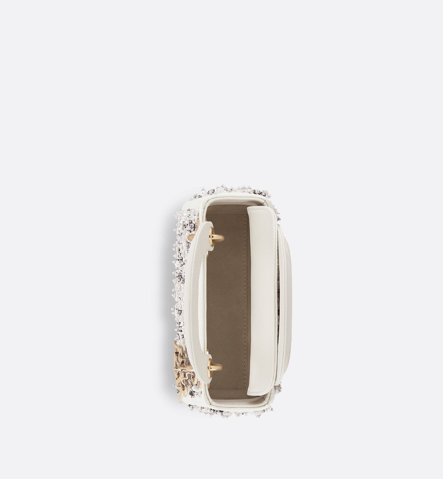 Mini Lady Luxury Dior Bag Latte Satin Embroidered With Beads