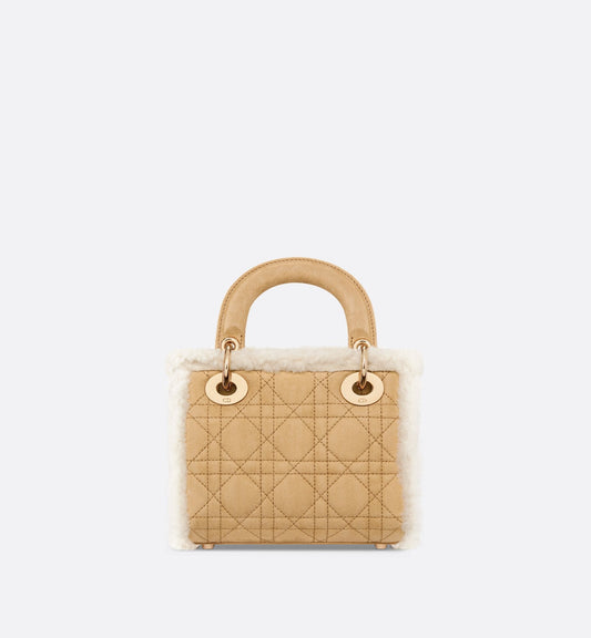 Mini Lady Luxury Dior Bag Beige Suede And Ecru Lambskin Shearling