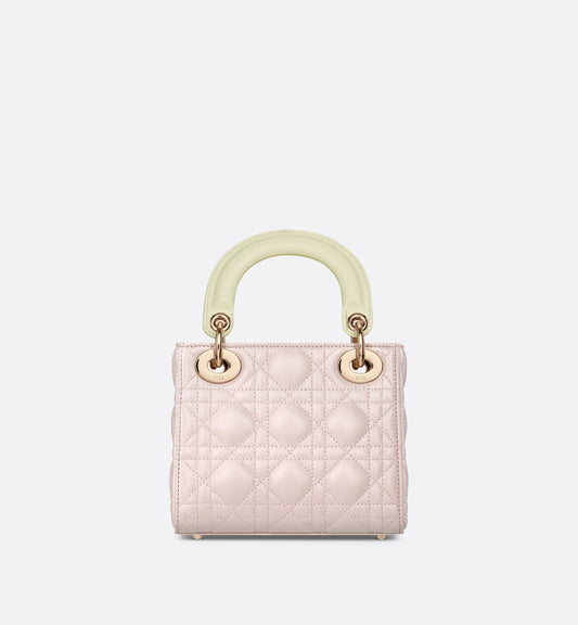Mini Lady Luxury Dior Bag Two-Tone Rose Quartz And Pastel Yellow Cannage Lambskin