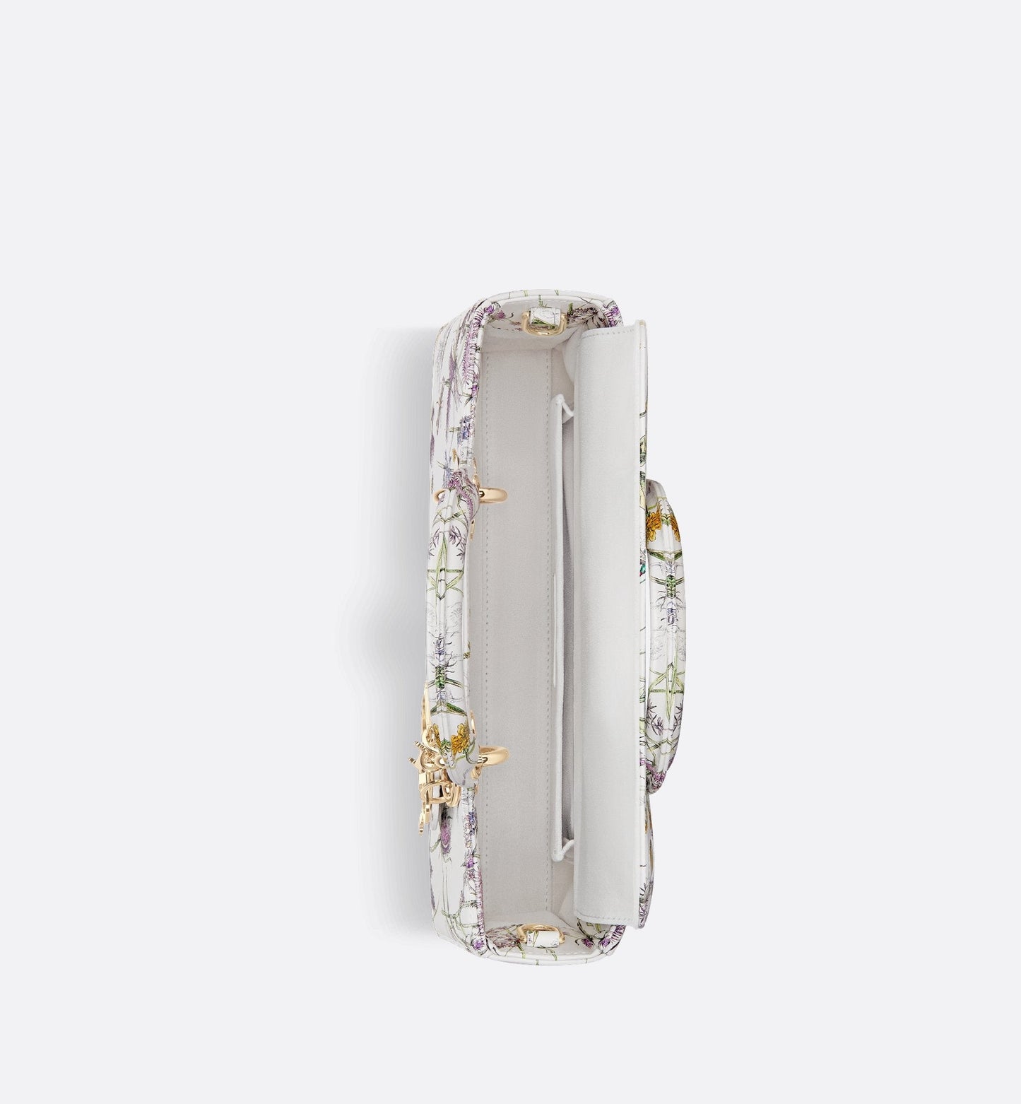 Medium Lady D-Joy Bag White Calfskin With Multicolor Luxury Dior Herbarium Print