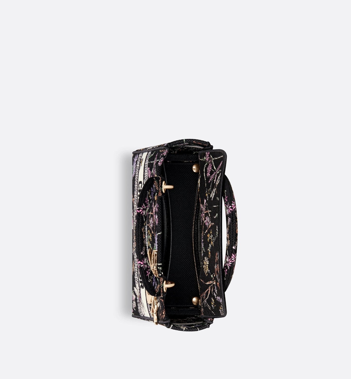 Medium Lady D-Lite Bag Black Multicolor Luxury Dior Herbarium Embroidery