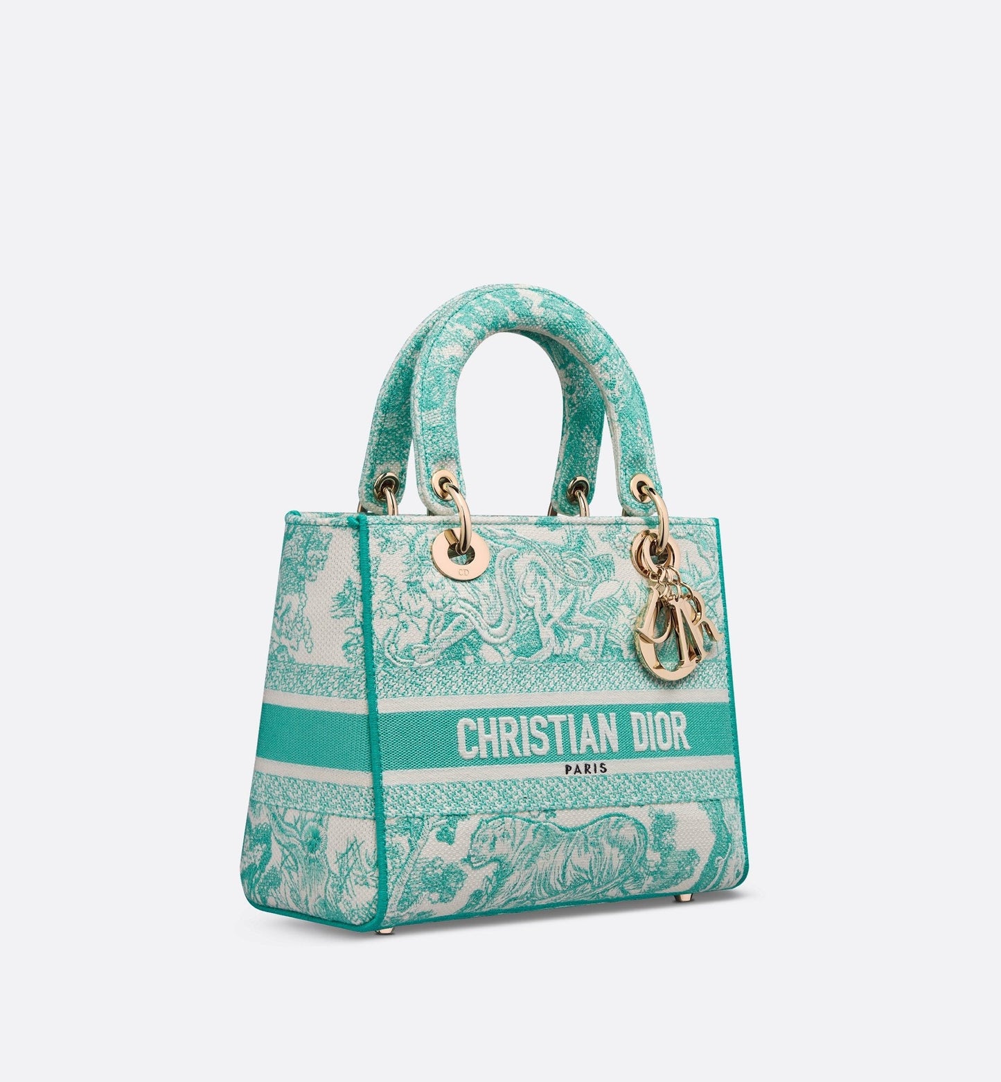 Medium Luxury Dioriviera Lady D-Lite Bag Aquamarina Toile De Jouy Embroidery