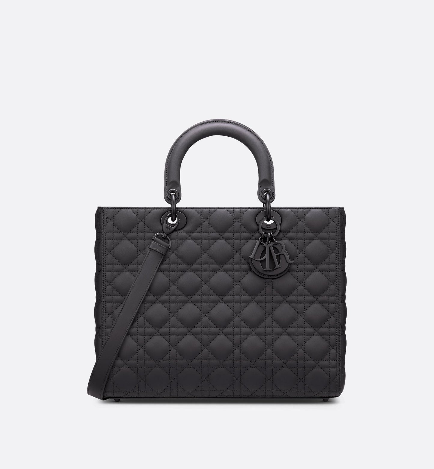 Large Lady Luxury Dior Bag Black Ultramatte Cannage Calfskin