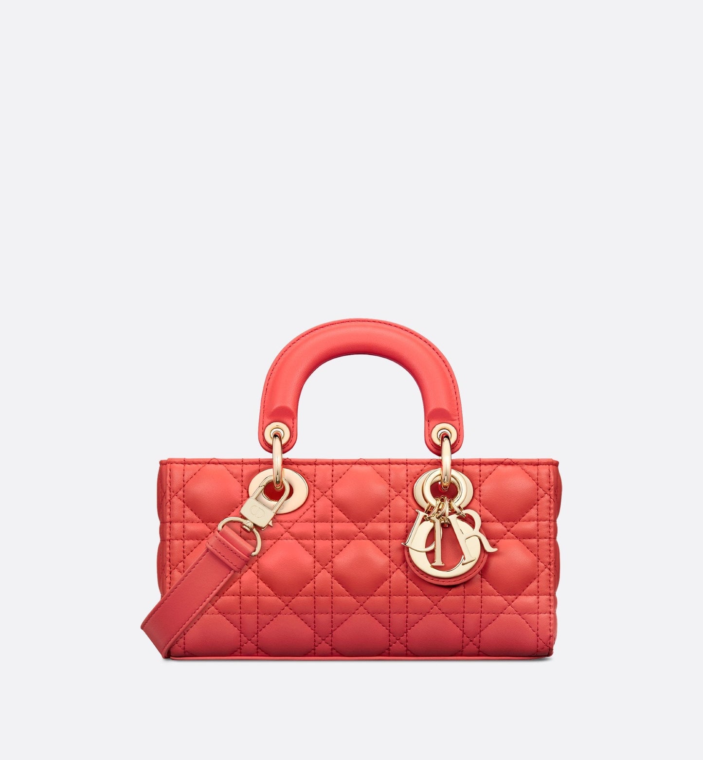 Small Luxury Dioriviera Lady D-Joy Bag Coral Cannage Lambskin