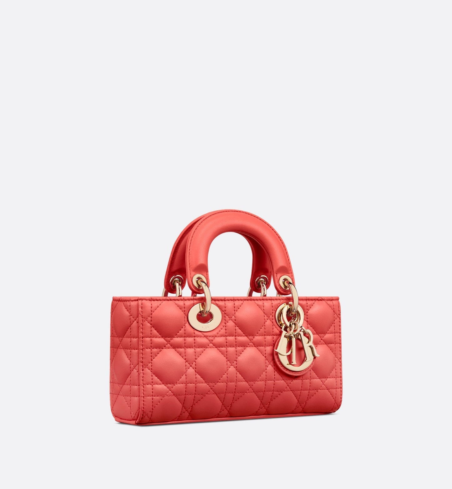Small Luxury Dioriviera Lady D-Joy Bag Coral Cannage Lambskin