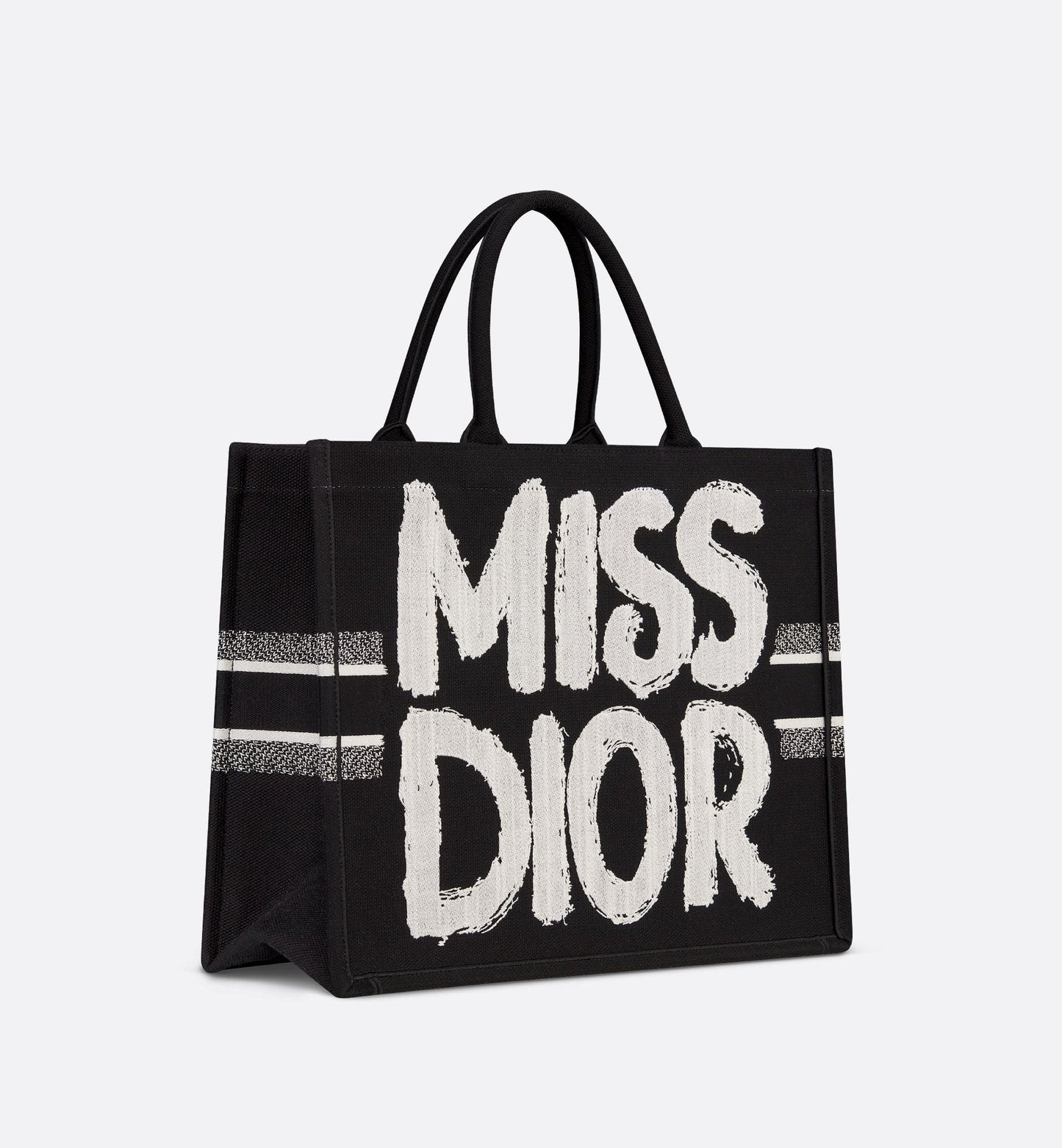Large Luxury Dior Book Tote Black And White Miss Luxury Dior Graffiti Embroidery