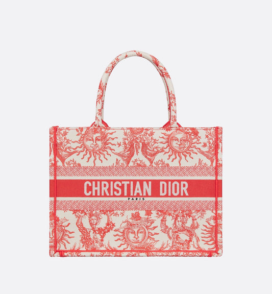 Medium Luxury Dioriviera Luxury Dior Book Tote Coral Toile De Jouy Soleil Embroidery