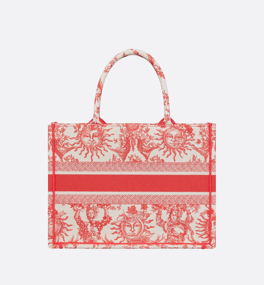 Medium Luxury Dioriviera Luxury Dior Book Tote Coral Toile De Jouy Soleil Embroidery