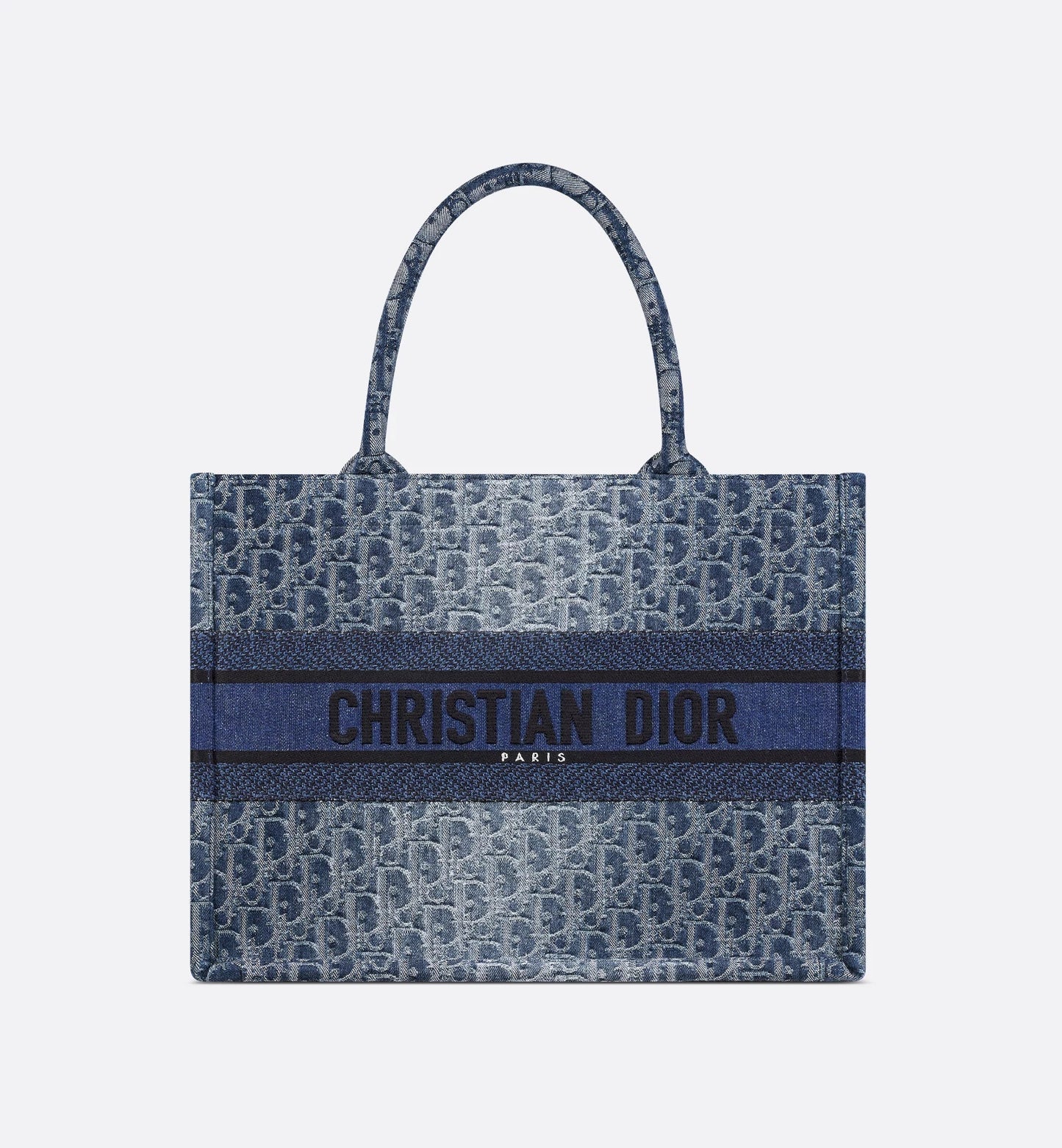 Medium Luxury Dior Book Tote Blue Denim Luxury Dior Oblique Jacquard