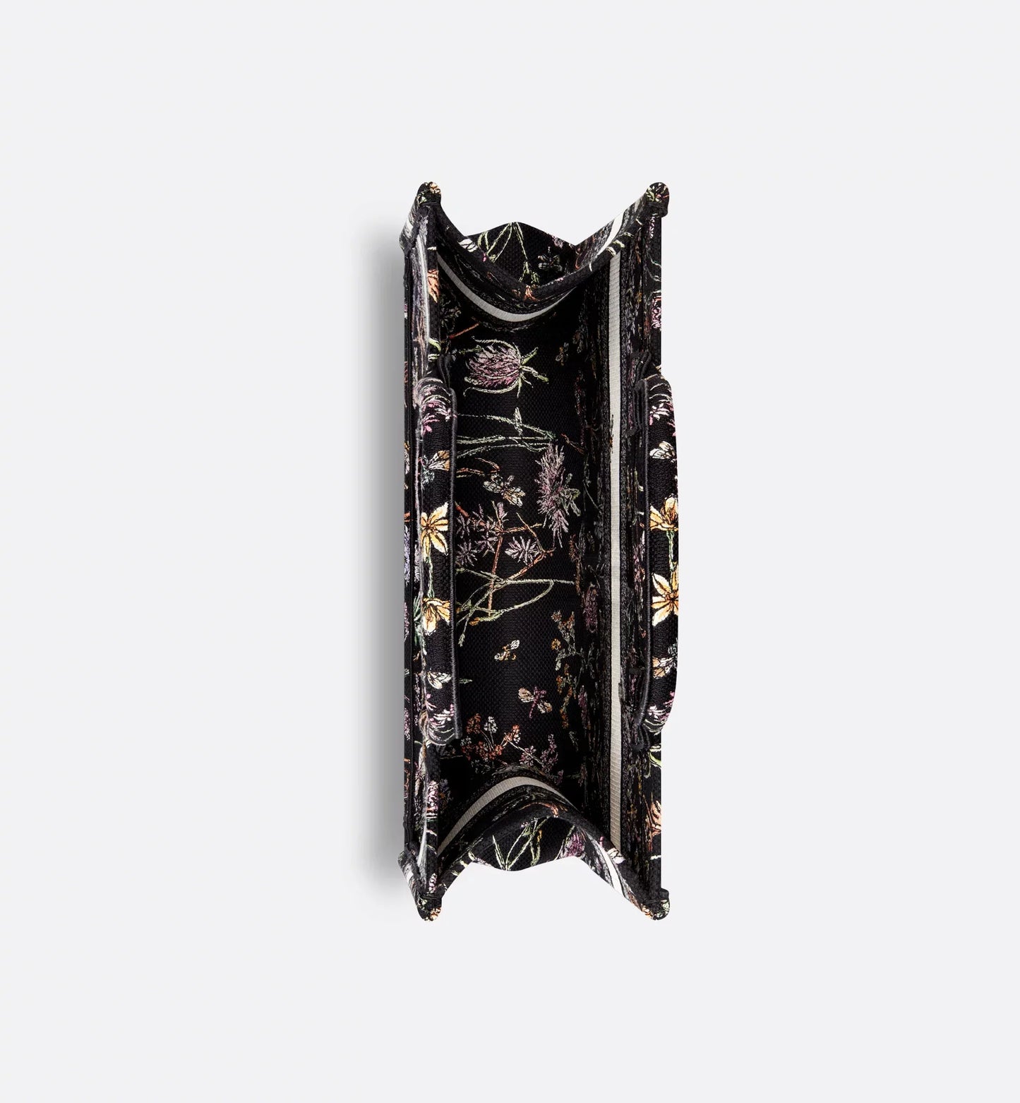 Medium Luxury Dior Book Tote Black Multicolor Luxury Dior Herbarium Embroidery