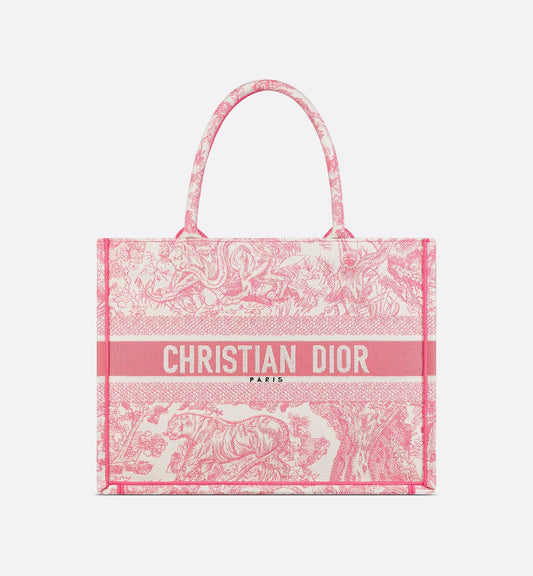 Medium Luxury Dioriviera Luxury Dior Book Tote Candy Pink Toile de Jouy Embroidery