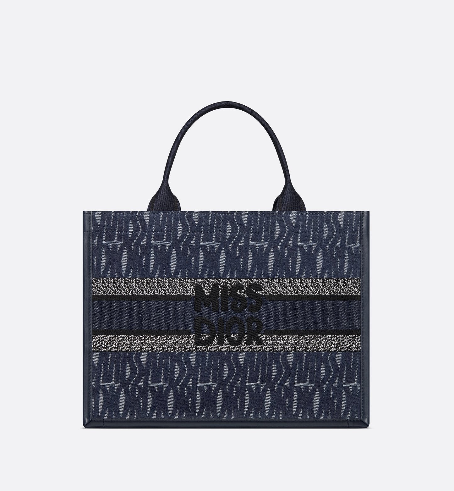 Medium Luxury Dior Book Tote Blue Miss Luxury Dior Allover Embroidered Denim