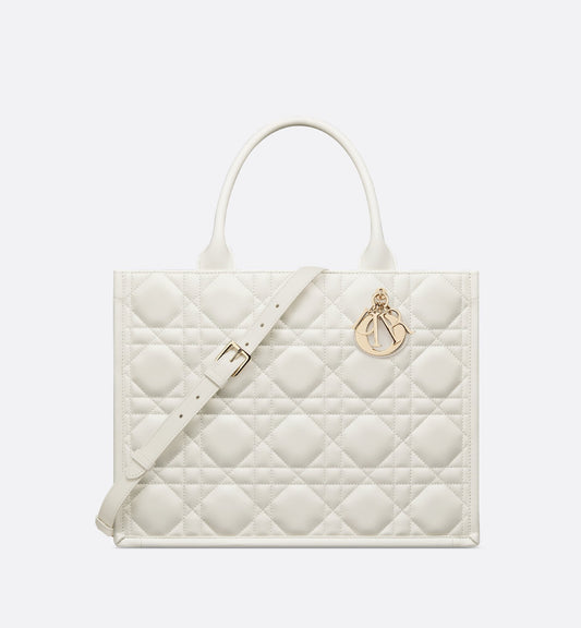 Medium Luxury Dior Book Tote Latte Macrocannage Calfskin