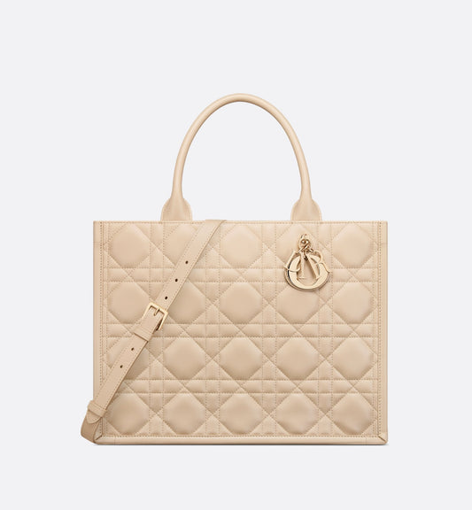 Medium Luxury Dior Book Tote Powder Beige Macrocannage Calfskin
