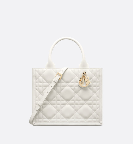 Small Luxury Dior Book Tote Latte Macrocannage Calfskin