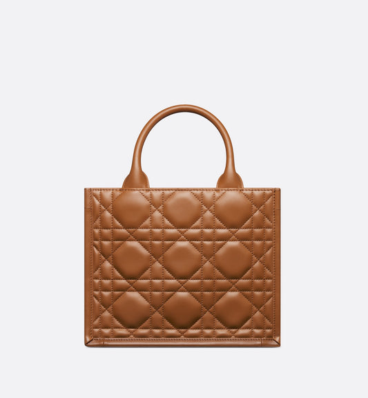 Small Luxury Dior Book Tote Golden Saddle Macrocannage Calfskin