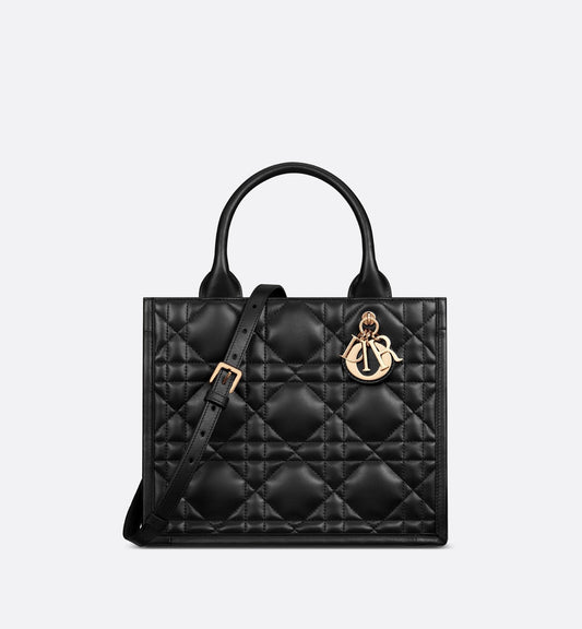 Small Luxury Dior Book Tote Black Macrocannage Calfskin