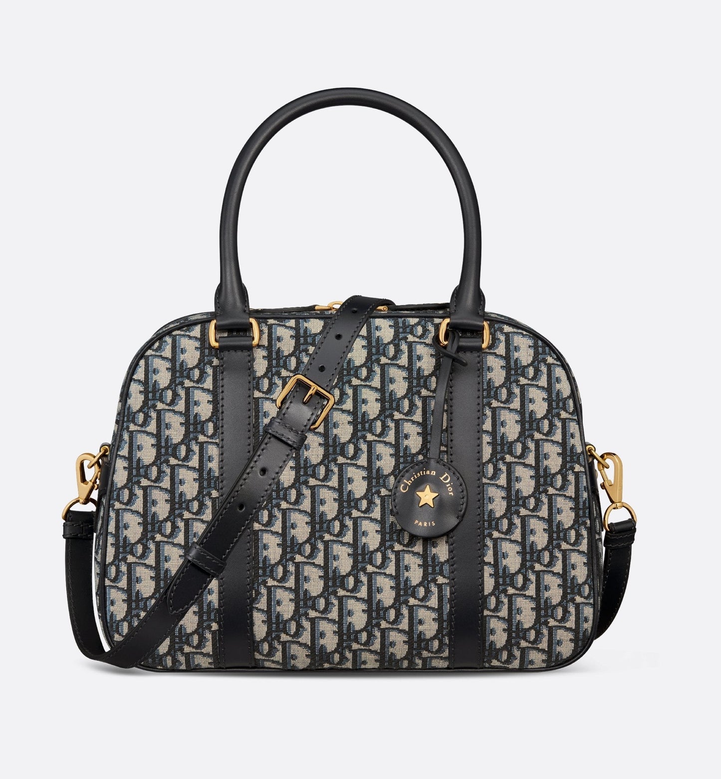 Large D-Vibe Bowling Bag Blue Luxury Dior Oblique Jacquard