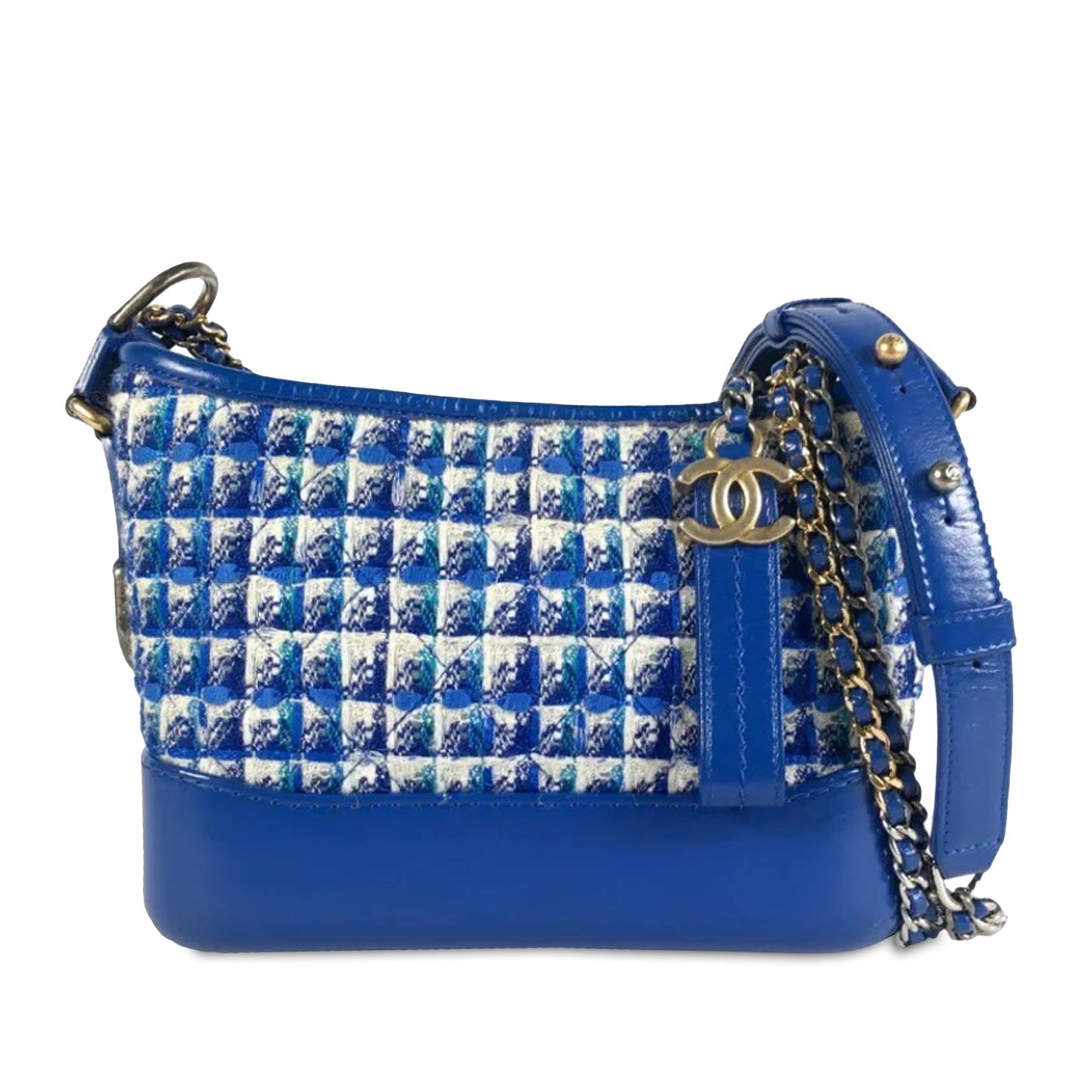 Luxury Chanel Gabrielle Small Blue Tweed Gold