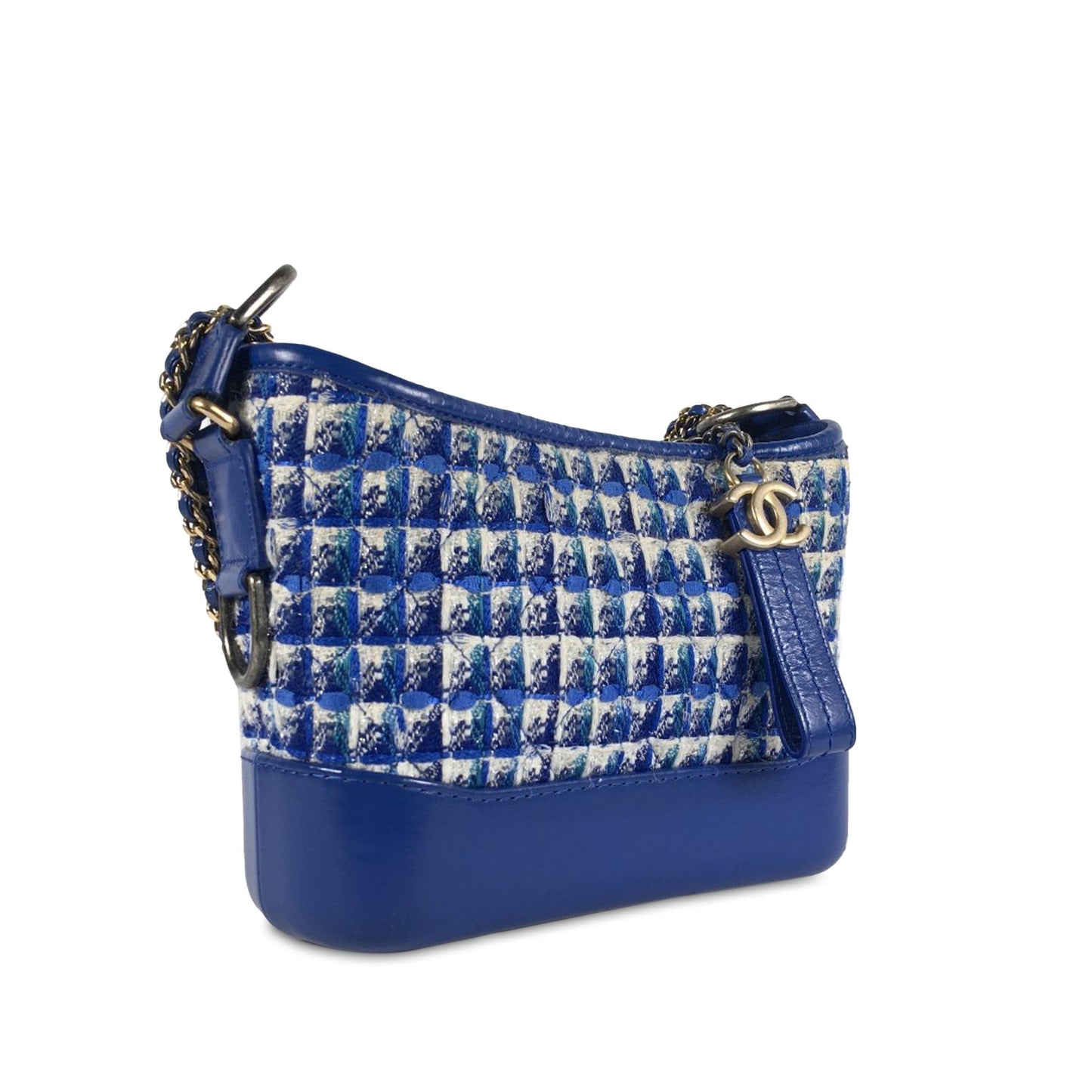 Luxury Chanel Gabrielle Small Blue Tweed Gold