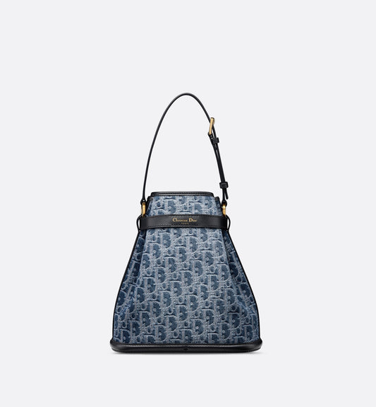 Medium C Est Luxury Dior Bag Blue Denim Luxury Dior Oblique Jacquard