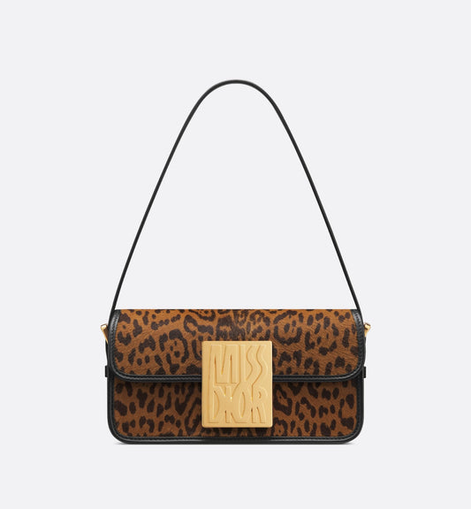Miss Luxury Dior Flap Bag Camel Pony Hair Calfskin With Brown Leopard Motif