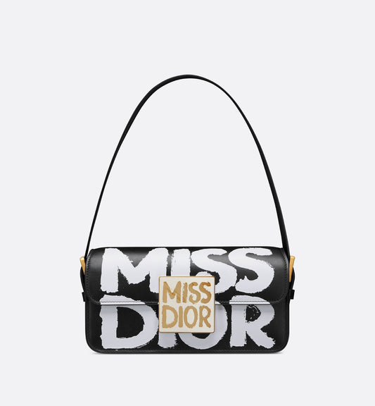 Miss Luxury Dior Flap Bag Black And White Miss Luxury Dior Graffiti Printed Calfskin
