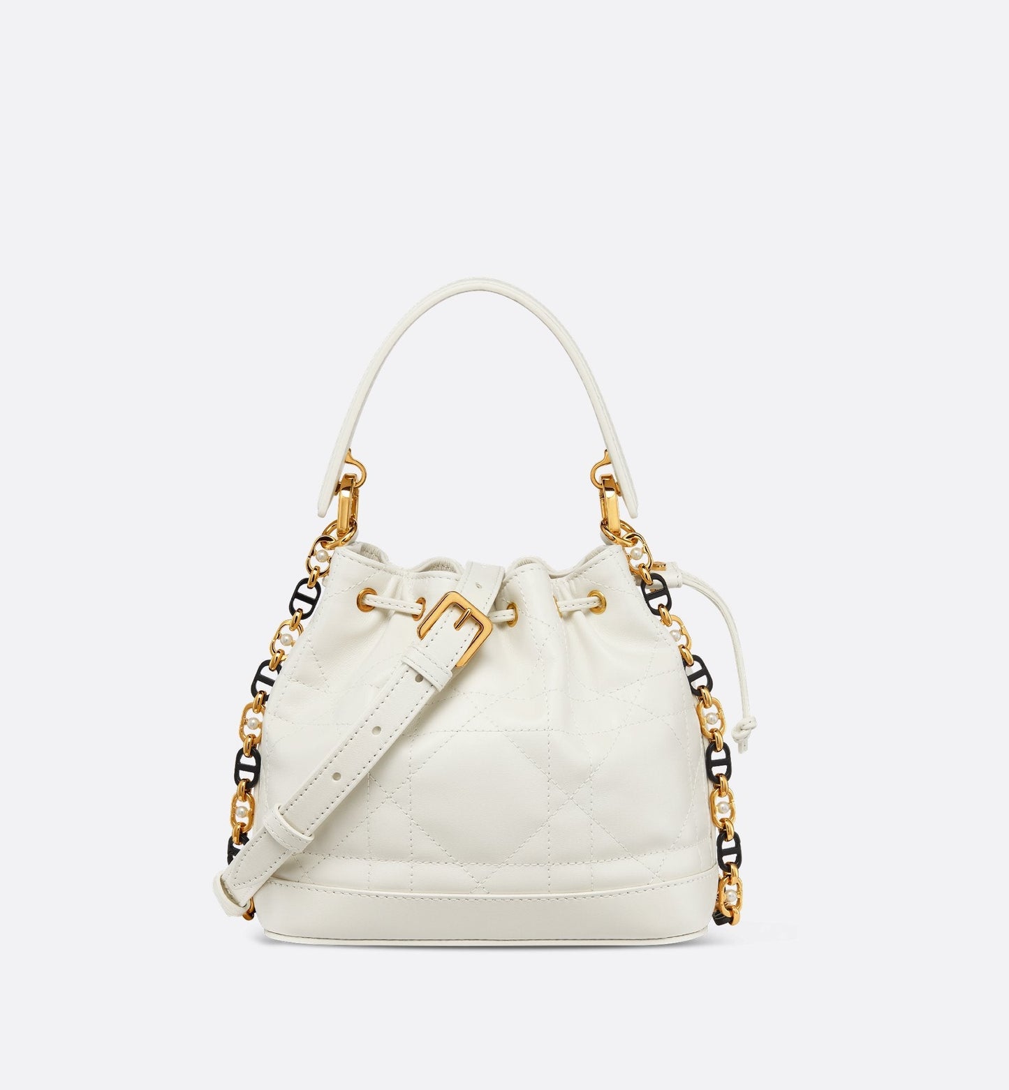 Small Luxury Dior Jolie Bucket Bag Latte Macrocannage Lambskin And Calfskin