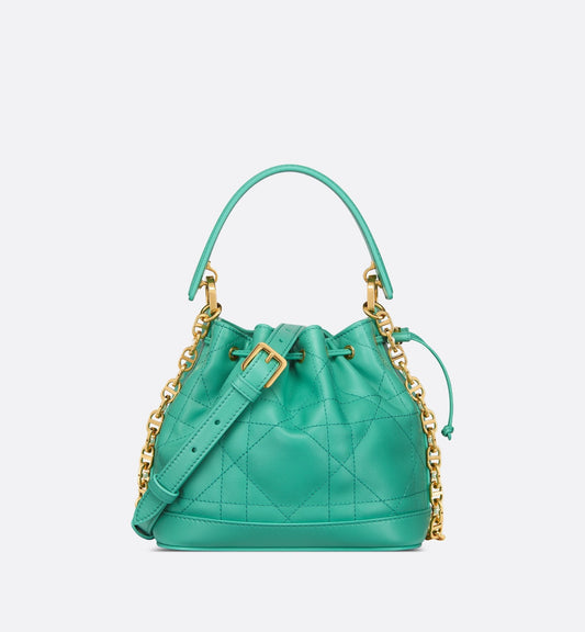 Luxury Dioriviera Small Luxury Dior Jolie Bucket Bag Aquamarina Macrocannage Lambskin