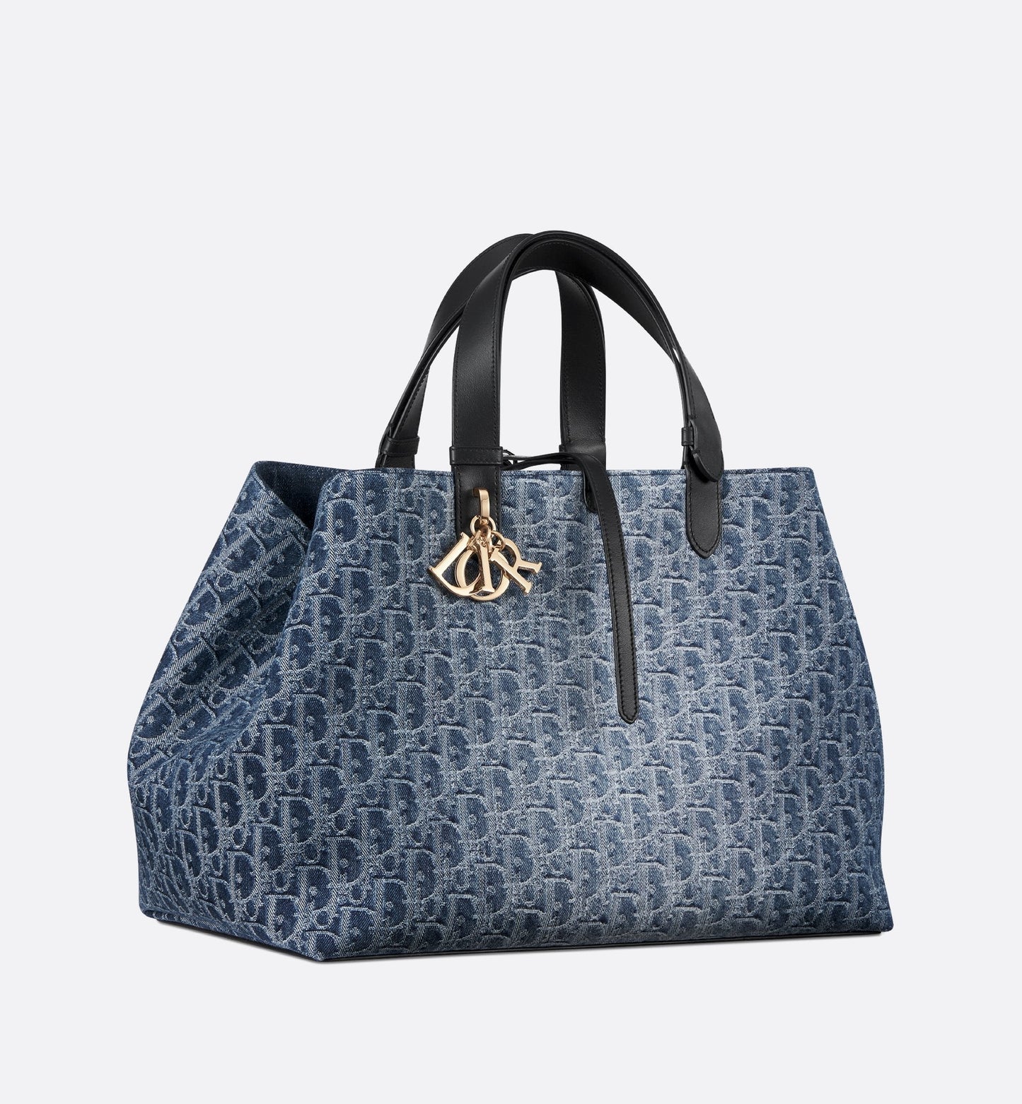 Large Luxury Dior Toujours Bag Blue Denim Luxury Dior Oblique Jacquard