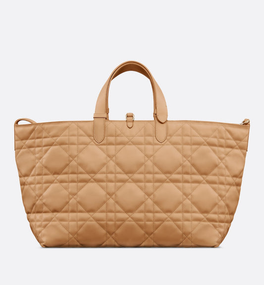 Large Luxury Dior Toujours Bag Medium Tan Macrocannage Calfskin
