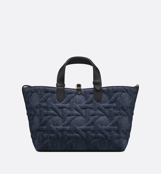 Medium Luxury Dior Toujours Bag Blue Graphic Cannage Denim