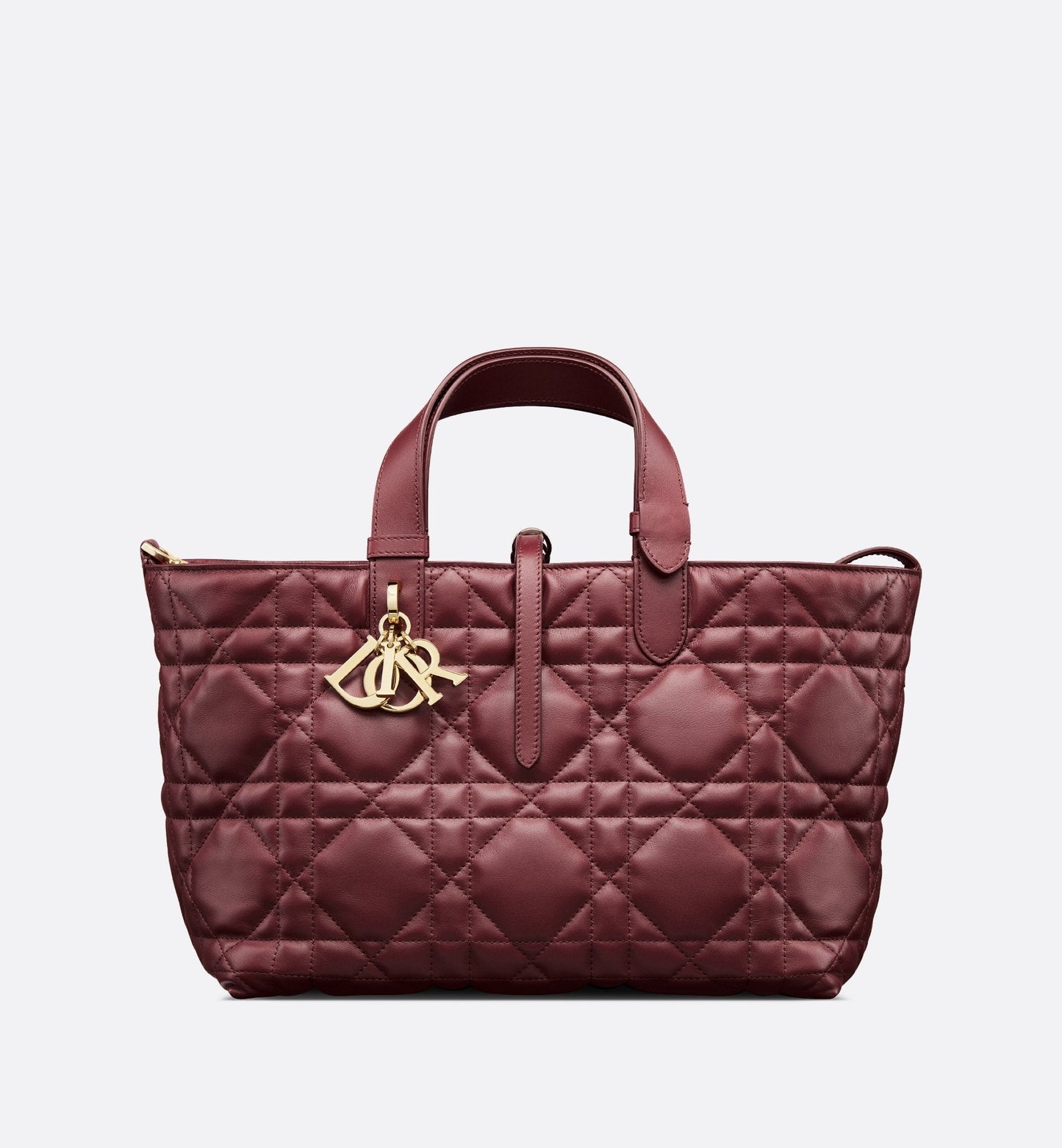 Medium Luxury Dior Toujours Bag Burgundy Macrocannage Calfskin