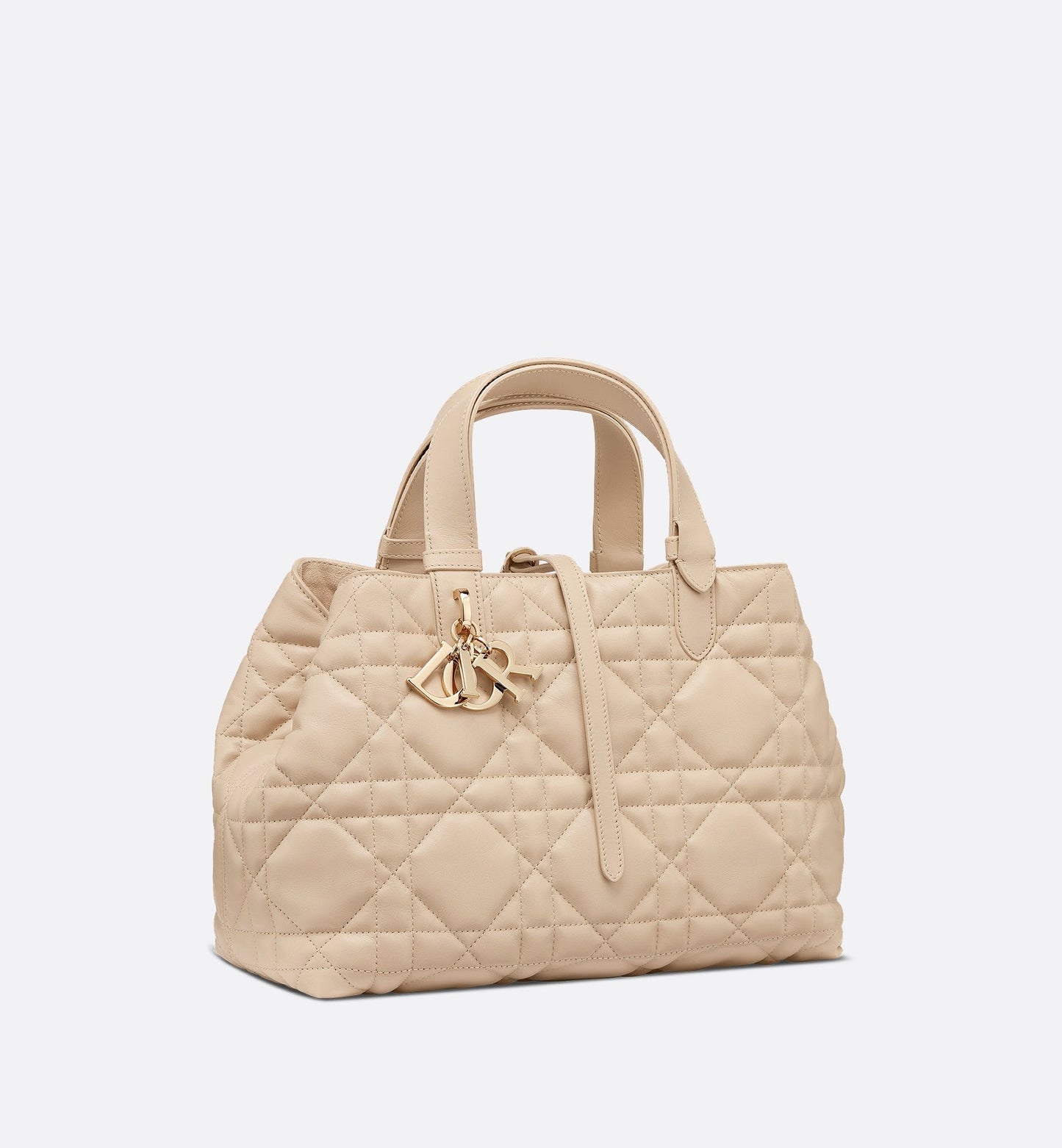 Medium Luxury Dior Toujours Bag Powder Beige Macrocannage Calfskin
